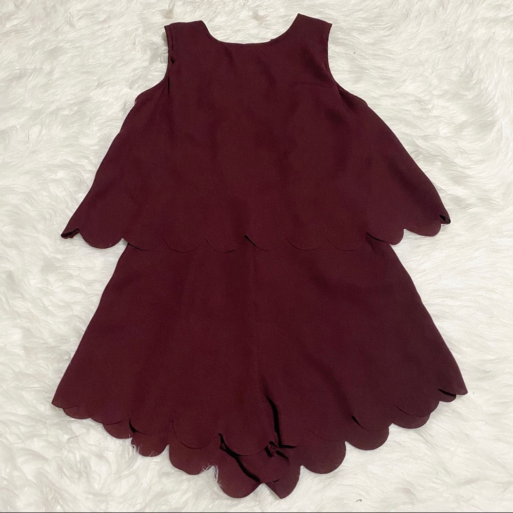 H&M Burgundy Scalloped Romper - Picture 1 of 7